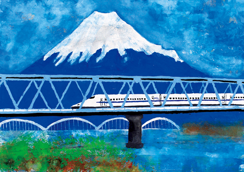 富士川橋梁を渡る新幹線