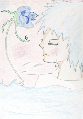 青いバラと青い少年