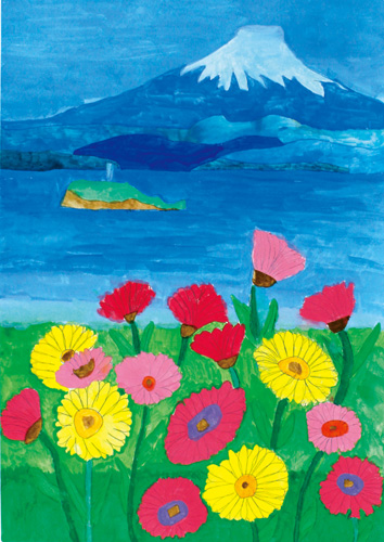 富士山と江の島とお花たち